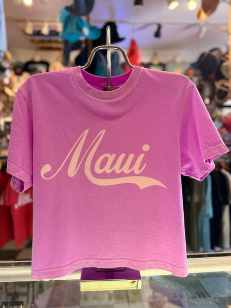 Women's Purple Maui Script Crop