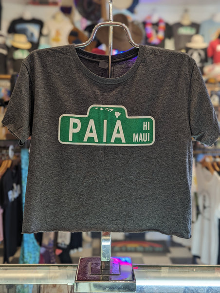 Women's Charcoal "Paia Sign" Crop
