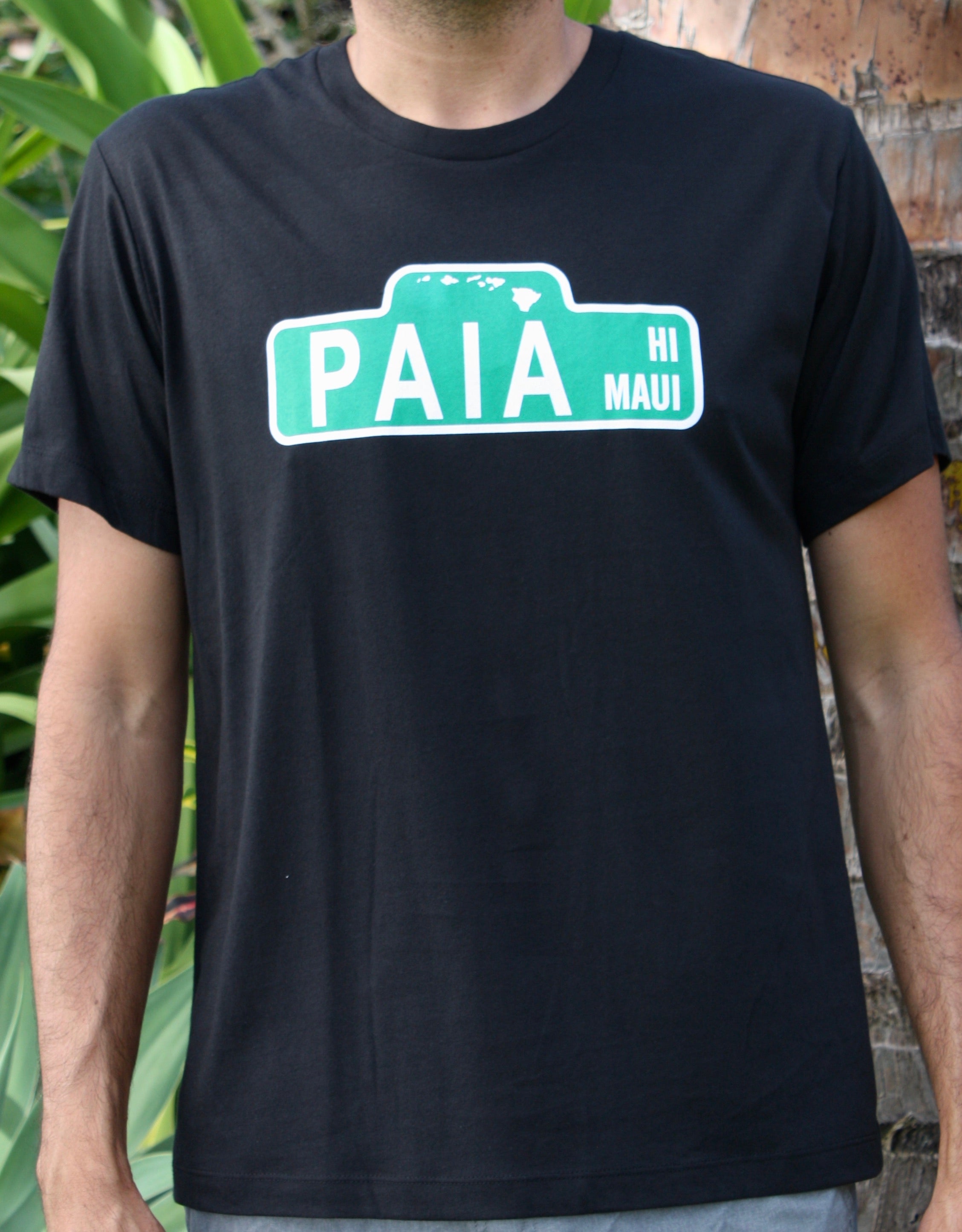 Men's Black "Paia St Sign" Tee